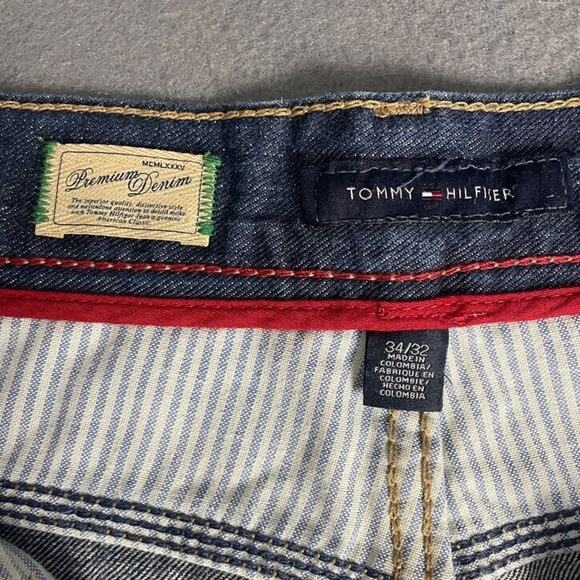 Tommy Hilfiger Jeans Mens 34x32 Blue Bootcut High Rise Dark Wash Denim - Picture 9 of 14